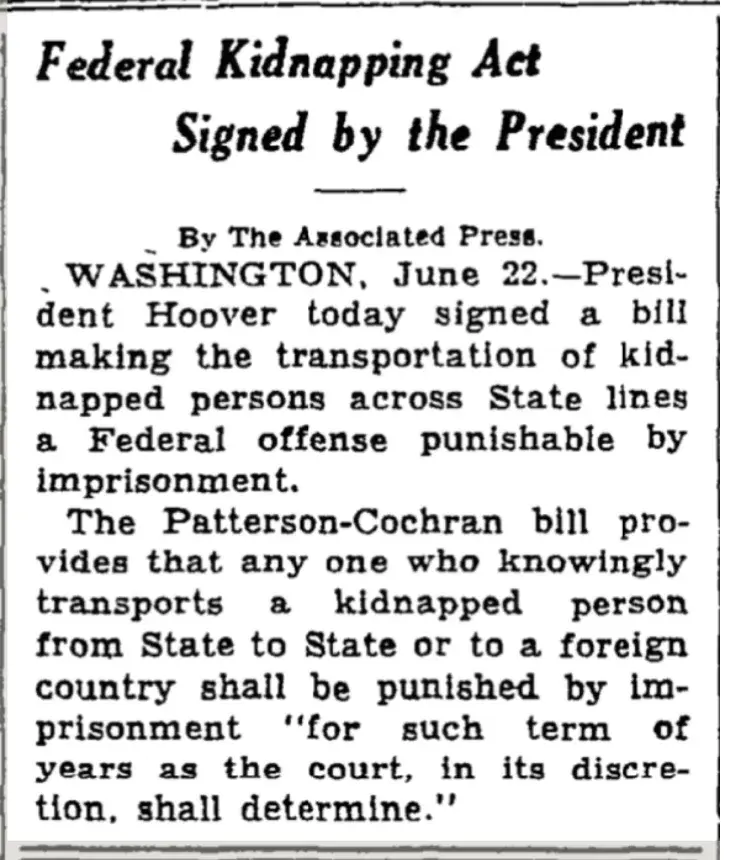 Federal Kidnapping Act in 1932