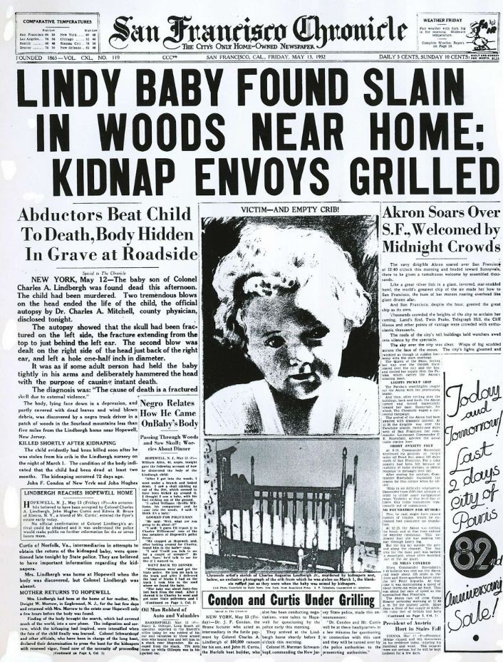headline announcing the discovery of the baby