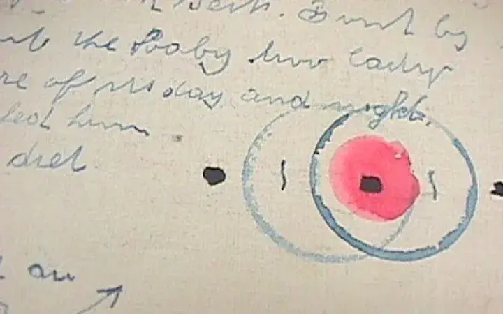 The lindberg baby ransom note showing the stange signiture of the kidnapper